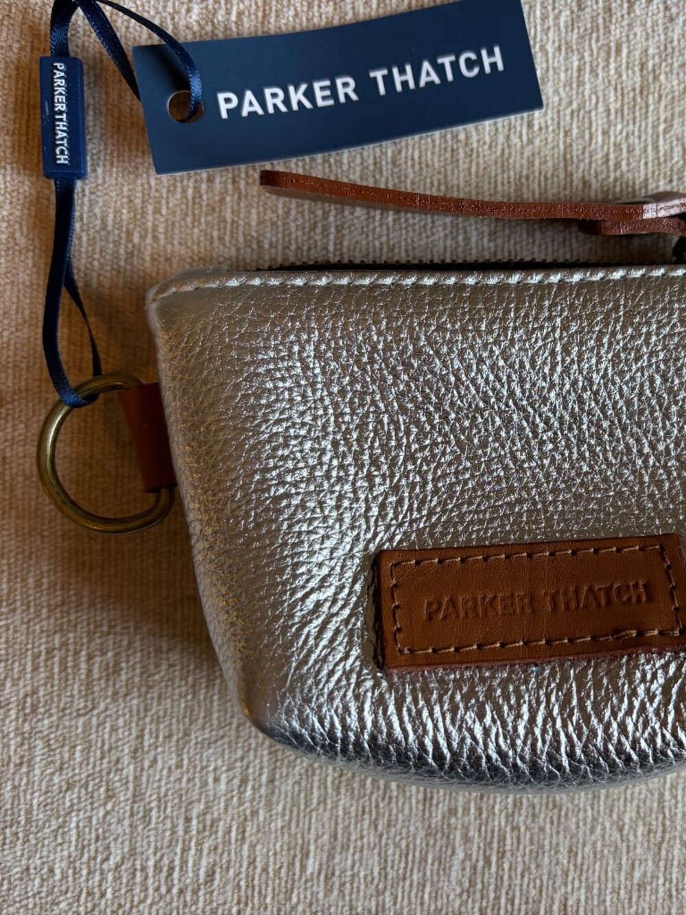 Parker Thatch Baby Buddy in Silver with Cognac Leather Trim